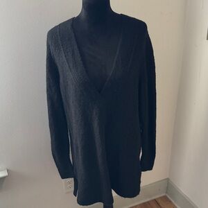 CHICO’S Women's Black V-Neck tunic‎ soft long sleeves Sweater Sz L